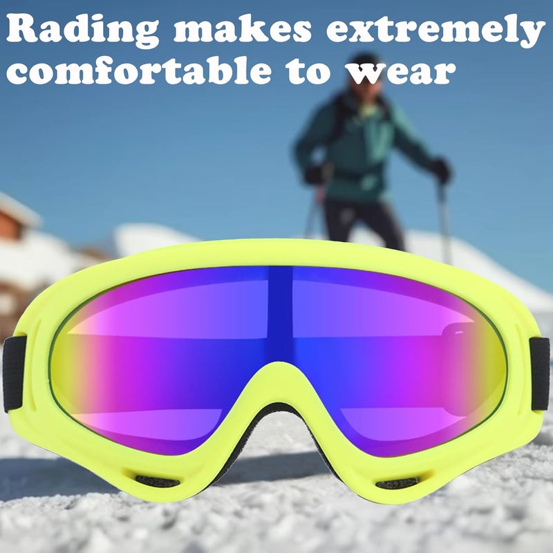 XILEDUO Ski Goggles Snowboard Goggles for Men Women Kids Winter Snow Windproof Sports Sunglasses Motorcycle ATV Glasses for Youth Adult Teens, UV Protection Foam Anti-Scratch Dustproof (Yellow) - Image 5